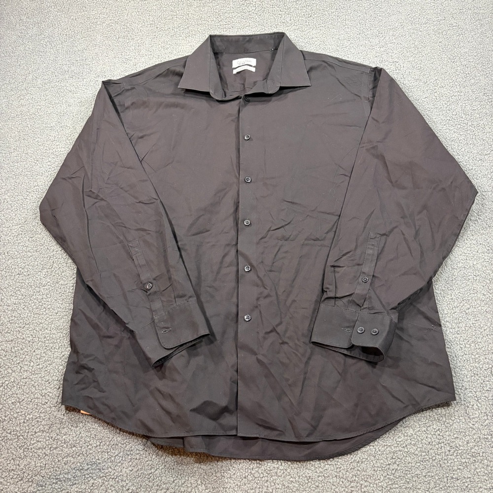 Calvin Klein Button Down Mens XL Black Performance Non-Iron Regular Fit Shirt
